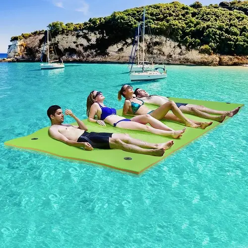 【Home Essentials】WARMOUNTS Multi-Size Floating Water Mat - 7/8/9/13 FT, 9×6 FT, 3-Layer Tear-Resistant XPE Foam, Boat-Dock Secure, Nylon Mesh, Multi-User Pad for Pool/Lake/Beach