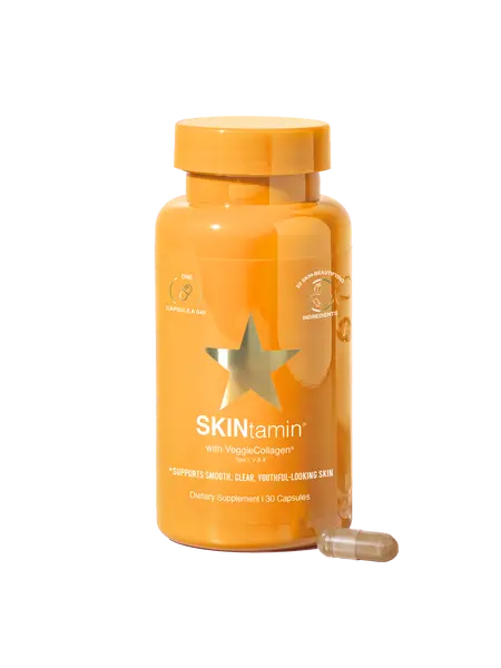 HAIRtamin SKINtamin – Daily Collagen Peptides Skin Supplement with 22 Beautifying Vitamins and Vegetarian Ingredients for Clear, Youthful Skin - 30 Day Supply Colagen Dietary Supplement