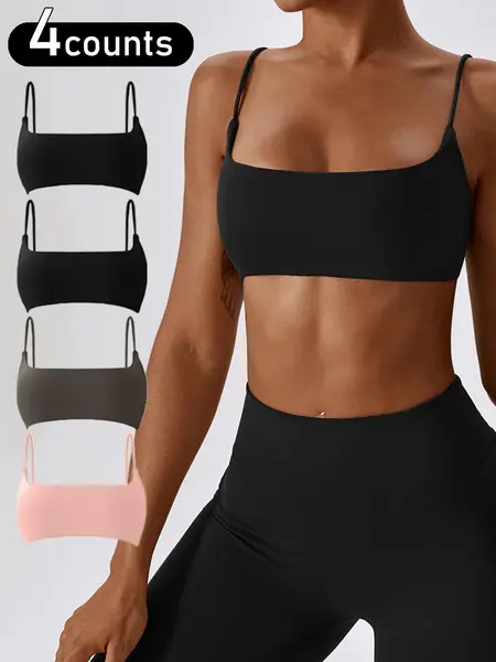 Women's Solid Wireless Sports Bra, Workout Bra, Exercise Bra, Breathable Comfortable Quick Drying Bra, Ladies Sportswear for Yoga Gym