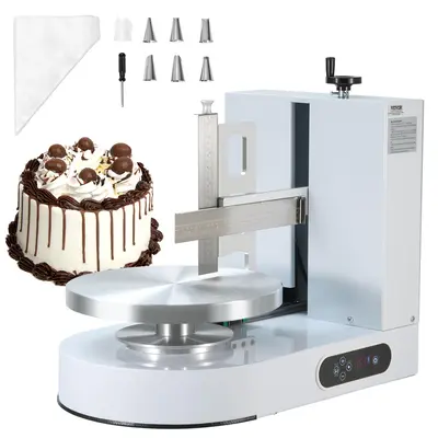 【DealsForYouDays】VEVOR Cake Decorating Machine Cake Cream Spreading Coating Smearing MachineLow Noise Cake Frosting MachineTurntable with Adjustable Scraperfor 6" to 14" Cake25-320RPM Rotating SpeedWhite