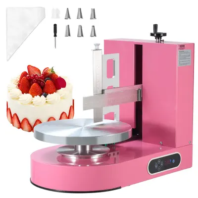 【fathersdaygift】VEVOR Cake Decorating Machine Cake Cream Spreading Coating Smearing MachineLow Noise Cake Frosting MachineTurntable with Adjustable Scraperfor 6" to 14" Cake25-320RPM Rotating SpeedPink
