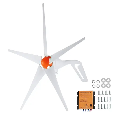 【toolupgrade】VEVOR 500W 5-Bladed Fiberglass-Aluminum Wind Turbine Generator Kit, 12V Wind Power Unit with MPPT Controller, Adjustable Windward Direction, 2.5m/s Start Speed, Outdoor Energy Gen for Home, Farms