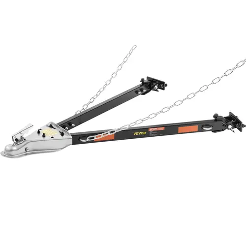 【toolupgrade】VEVOR Car Accessory Bumper-Mounted Tow Bar, 5500 lbs Towing Capacity with Chains, Powder-Coated Alloy Steel, Universal Coupler for 2-Inch Ball Hitch, 39.4-Inch Adjustable Width, for RVs/Trucks, Construction Trailers, Heavy Hauling