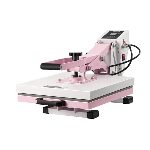 【toolupgrade】VEVOR 15x15 in Digital Slide Out Heat Press Appliances, Ironing Machine for Small Businesses, Fast Even Heating, Dual Insulated 2-Layer Cotton, Fits Shirts Hoodies Bags, Pink