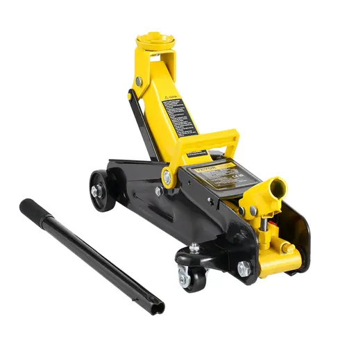 【toolupgrade】VEVOR Low Profile Heavy Duty Iron Hydraulic Racing Floor Jack - Auto Repair & Mechanic Tool with Welded Frame, Single Piston Quick Lift Hydraulic Pump, Top Handle, 4.9"-13.2" Lifting Range (Yellow)
