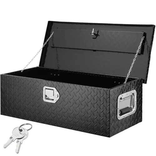 【toolupgrade】VEVOR Heavy Duty Stainless Steel Portable Truck Bed Tool Box, Diamond Plate Design with Side Handle and Lock Keys, 30X13x9.6" Inches Organizer for Truck Users, Pickup, RV