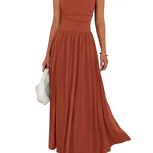 BTFBM Summer Maxi Dresses for Women 2026 Spring Sleeveless Casual Ruched High Waisted Long Sundress Flowy Beach Dress