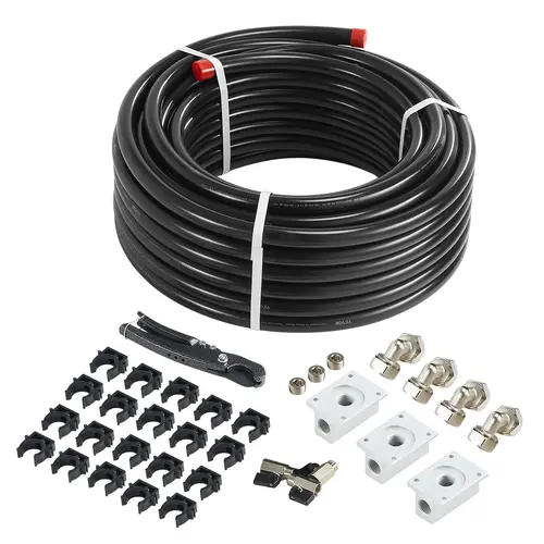 【toolupgrade】VEVOR 100FT x 3/4" HDPE-Aluminum Compressed Air Line Kit Full Set, Reinforced Flexible Tube Hose, 160 psi (140°F) Leak-Proof Pressure-Resistant Easy-to-Install for Garages Workshops, Black