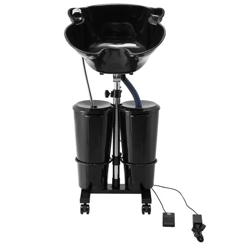 【toolupgrade】VEVOR Portable Shampoo Bowl - Shampoo Basin with Electric Pump, 2 Buckets, 2 Showerheads, Drain Hose, Height & Angle Adjustable for Home Salon Hair Care, Black - Father's Day Gift,dorm essentials,home essentials