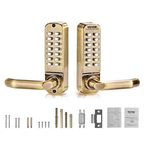 【toolupgrade】VEVOR Mechanical Keypad Door Lock Hardware, Keyless Entry Gate Access with Handle, 14-Button Combination Function, Double-Sided Waterproof Stainless Steel for Home, Office