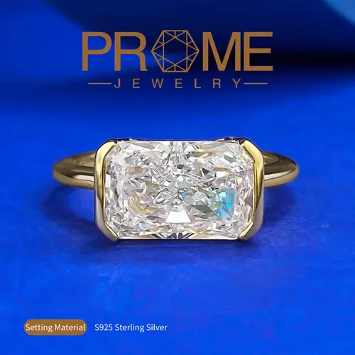 (SR050) Women’s 925 Real Silver Radiant Rectangle Engagement Ring - 4ct 5A Cubic Zirconia Ice Flower, 4g Non Tarnish Female Jewelry, Classic Stylish Versatile Elegant for Daily Wear & Gifting, Rings for Women