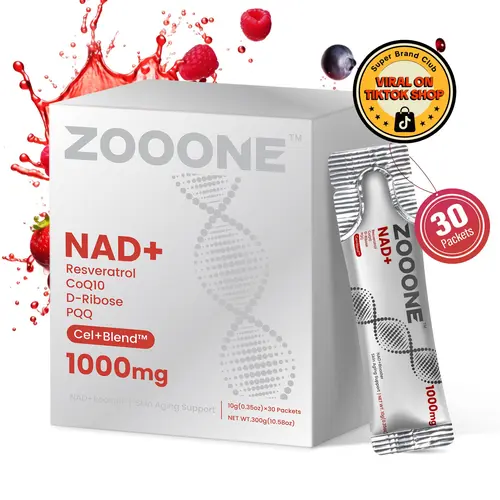 ZOOONE 1000mg NAD+ Berry Flavor Healthy Drink Mix - Daily Energy, Nutrition Supplement for Health & Selfcare, Skin Aging Support & Focus - 30 Pack