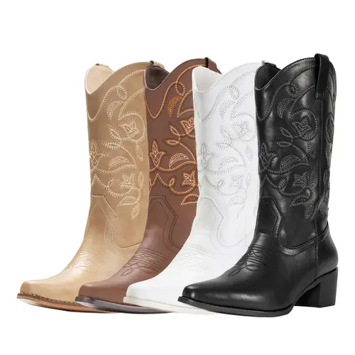Ankle Cowboy Boots For Women, Clearance, Western Retro Embroidered Classic  Pull-On Durable Non-Slip Fashion Shoes for Casual Summer, Country Concerts & Parties