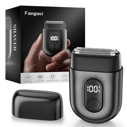 [tiktokshopstockup]Fangaci Men's Mini Electric Razor, Upgraded Triple Blades Floating Head Foil Shaver, IPX7 Waterproof Showerproof, LED Display, USB Type-C Rechargeable, Smart Travel Lock, Smoothing Accurate Shaving, Father's Day Gift for Guys