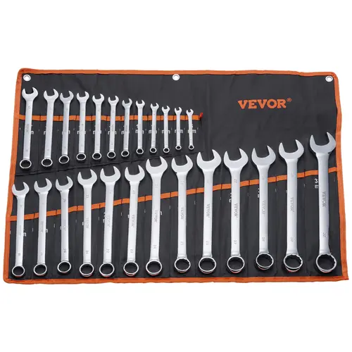 【toolupgrade】VEVOR Sturdy Durable 25-Piece Metric Combination Wrench Set (6mm-32mm), Versatile Carbon Steel Open-End Wrenches with Easy-to-Carry Roll-Up Pouch, Ideal for DIY Projects, Auto Repairs, Garage Use