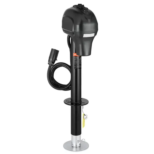 【toolupgrade】VEVOR Electric Trailer Jack (Car Repair Tools), 3500 lbs Heavy Duty Model with 7-Pin Connector, Manual Crank Handle, Weatherproof Cover, Built-In LED Work Light, 9.5"-27.5" Lift for Horse, RV, Utility Trailers, Black
