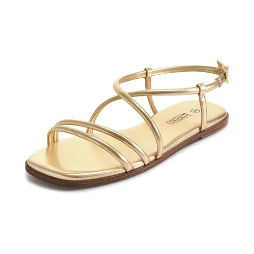 Women's Casual Strappy Sandals, PU Leather Lace-Up Flats with Comfortable Cushioned Insole and Open Toe for Summer Walking, Walking Shoes, Sandals Women, Women's Sandals,back to school,back to school haul,sohochic