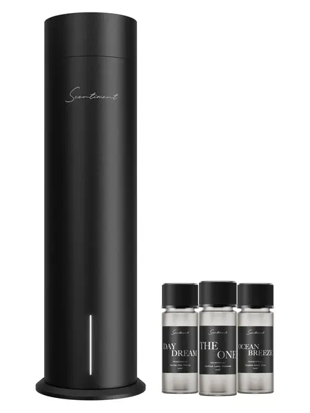 Scentiment Diffuser Tall Air 2 - Discovery Kit with Sampler Oils: Cold-Air Diffusion Technology with Wi-Fi & Touch Controls, Rechargeable Battery, Covers 1000 Sqft; Includes Top 3 Luxury Hotel-Inspired Fragrance Oils (20ml)