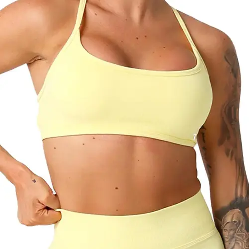 Women's Solid Color Criss Cross Backless, Breathable Comfortable Wireless Yoga Sports Bandeau Bra, Ladies Sportswear for Indoor Outdoor Wear, Gym Clothes, Sporty Workout Bra, Fitness Bra, Workout Bras