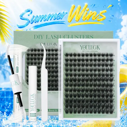 Moonlight & Aura | YOULUCK Lash Clusters Individual Lash Extensions Fluffy Waterproof Long-Lasting Lashes with Ultra-Thin Invisible Band Bond & Remover Lightweight 5D Handmade Quality