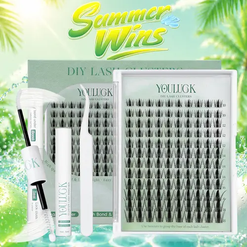 Star Fringe & Demon Wink | YOULUCK DIY Lash Extension Kit Clusters Individual Lashes Wispy Volume Set Beginner Friendly Lash Bond & Seal Tweezer for Home Makeup