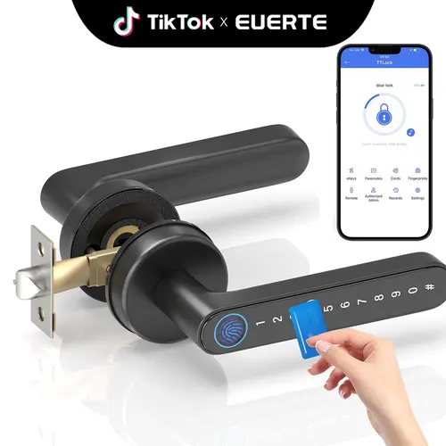 [Deals for You Days ] EUERTE Smart Fingerprint Door Lock 1 Count Keyless Entry Lock with Keyboard Handle, Digital Electric Biometric Technology for Bedroom Use FathersDayGift toolupgrade Electronic Keypad Lock