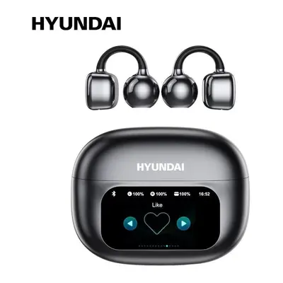 C02 Clip-On Wireless Headphones with Bluetooth 5.4 Full-Color Touch Screen Electronic Audio Earbud Headset for Music & Phone Calls