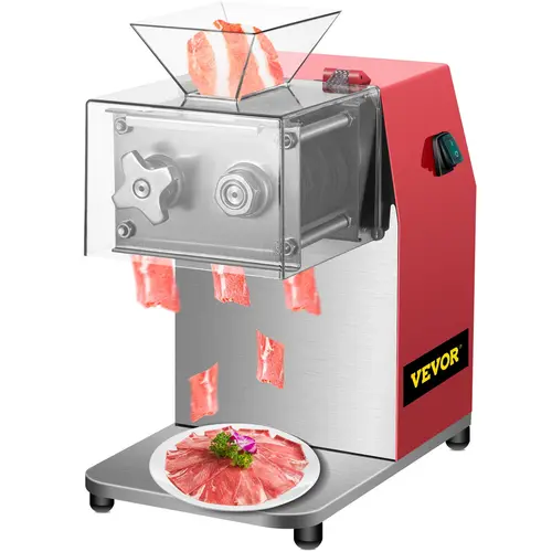 【Backtoschool】VEVOR Commercial Meat Cutting Machine, 551 Lbs/H 850W Meat Shredding Machine, 3.5mm Blade Electric Meat Cutter, Stainless Steel Restaurant Food Cutter, for Kitchen Supermarket Lamb Beef Chicken, Red