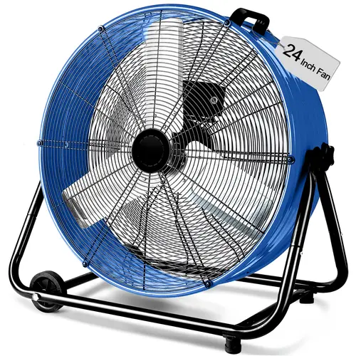 TMWINGS 30-inch Powerful Industrial Drum Fan, 24-inch Blade, 3 Multiple Speed Settings, Rolling Stand Adds Flexible Placement, High Velocity Air Circulation, Energy Efficient Silent Portable Durable Fan for Garage, Warehouse
