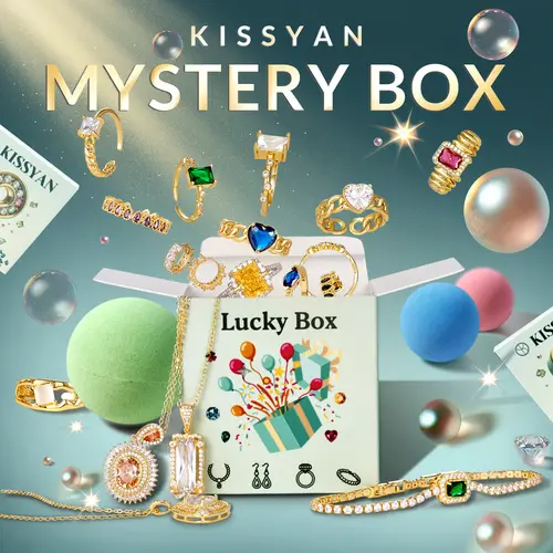 KissYan Women's Vintage-Luxe Jewelry Mystery Jar - Surprise Gift with Possible Topaz, Aquamarine, Moonstone, Boxes, Pear, Fruit, Bath, Geometric (Oval, Triangle), Bracelet Elements (TikTokShopBackToSchool),sohochic