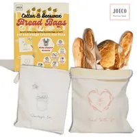 Wide Zipper Access Cotton & Beeswax Bread Bags for Sourdough (2 Pack) | Reusable Bread Bags for Homemade Bread | Cotton Beeswax Bags for Bread | XL Sourdough Storage | Beeswax Bags for Homemade Bread