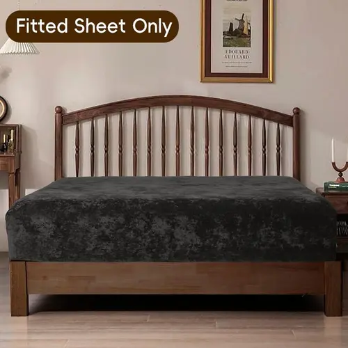 PHF Truly Velvet Fitted Sheet No Pillowcases Bedding Bedroom Suitable for Fall Winter Spring, Gift