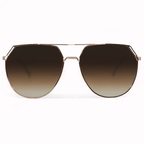 Farrah- Brown - Tangle-Free Oversized Aviator Sunglasses - Certified Shatter-Resistant Lenses - UV400 - For Women & Men