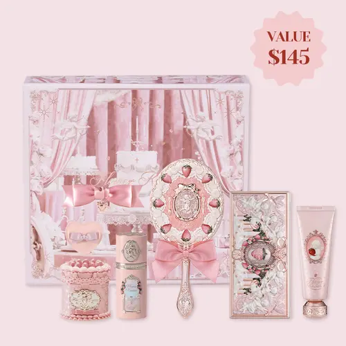 Flower Knows Pink Sweetheart Set, Hydrating Full Face Makeup Kit, Multi-Pack with Blush, Eyeshadow Palette, Powder, Powder Puff, Cosmetic Tools, Lipstick, Limited Edition Gift for Adults, Maquillaje para Mujer, #sohochic