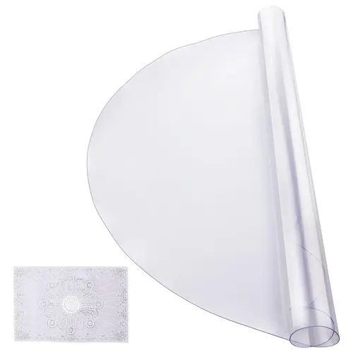 【Back to School】VEVOR Plastic Table Cover, 42x42in 2.0mm Thick Nonslip PVC Desk Mat, Airbubble Smooth Hot Cup Ready Stain-Resistant for Quick Wipe-Ups Waterproof Shield, for Office Dining Room Table
