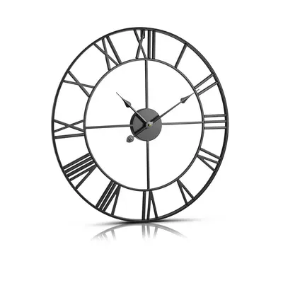 【Summerfinds】VEVOR Wall Clock, 24 in Wall Clock Roman Numerals, Battery Operated Non Ticking Silent Classic Decorative Round Clocks, for Living Room Bedroom Office Kitchen Dining Room Home Decor Farmhouse, Black