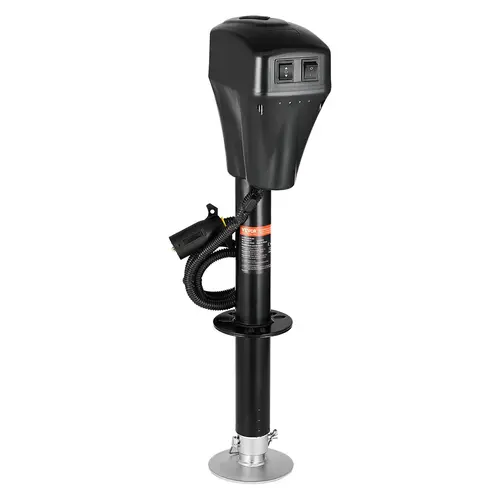 【Back to School】VEVOR 5000lb Carbon Steel Electric Trailer Jack, Heavy Duty RV Power Tongue Jack with 7-Pin Connector, Manual Handle, LED Work Light, Weatherproof Cover, 10"-28.3" Lift for Campers, RVs, Black, Trailers/Rvs