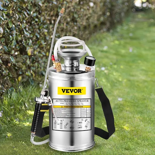 【Backtoschool】VEVOR Stainless Steel Sprayer, Set with Wand& Handle& Reinforced Hose, Hand Pump Sprayer with Pressure Gauge&Safety Valve, Adjustable Nozzle Suitable for Gardening& Sanitizing