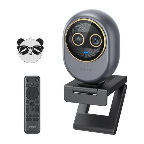 EMEET Piko Dual-Camera 4K Webcam for Streaming, Wide-Angle & Telephoto Cameras, Max 11X Hybrid Zoom, 0.2s Autofocus, Remote Control, 3 Mics, Panda Privacy Cover, USB C-C&C-A, for Streaming/Work/Study