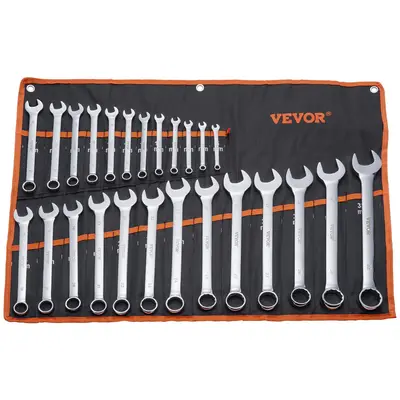 【toolupgrade】VEVOR Combination Wrench Set 25-Piece Open End Wrench Set with Roll-up PouchCarbon Steel Wrench Set Metric 6 mm to 32 mmIdeal for General HouseholdGarageWorkshopAuto RepairsEmergency