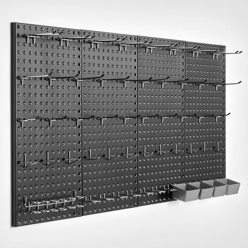 【toolupgrade】VEVOR Heavy Duty Metal Pegboard Set, 4 x 24"x12" Pegboard Panels with Accessories, Wall Mount Racks for Garage Tool Storage & Home Organization, Easy Hanging Installation