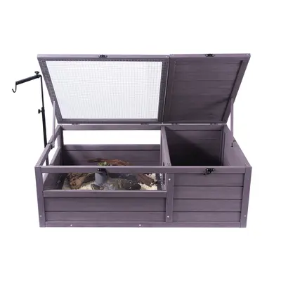 VEVOR Tortoise Habitat,  Wooden Tortoise House Indoor & Outdoor, Tortoise Enclosure with Adjustable Lamp Holder, 2-Room Reptile Enclosure Small Animal Cage for Gecko, Lizard, Snake 38x24x13 inch
