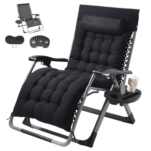 【toolupgrade】VEVOR Zero Gravity Chair 33 inch Zero Gravity Recliner Lounge Chair for Indoor and OutdoorAdjustable Anti Gravity Chair with CushionHeadrestFootrestand Cupholder500 lbsBlack,summerwins,outdoorfurnitureset
