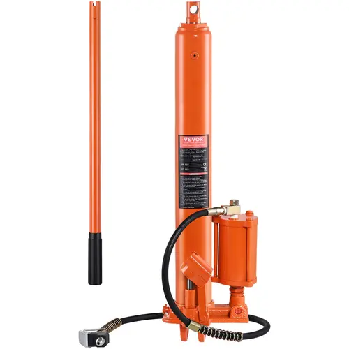 【toolupgrade】VEVOR Hydraulic Long Ram Jack 8 Ton Engine Hoist Cylinder with Air Pump and Single Piston PumpHydraulic Ram Cylinder Clevis Base for Engine Lift HoistsGarage/Shop CranesMechanicalFarm