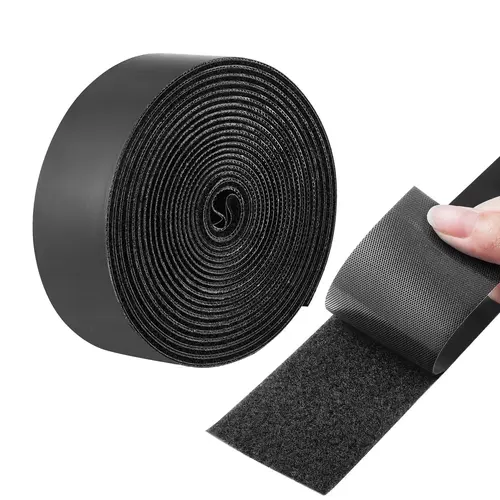 【toolupgrade】VEVOR Heavy Duty Nylon Self-Adhesive Hook Loop Tape & Double-Sided Strips - 15 ft x 2 in, 16.4 ft x 0.94 in, Black + Red, Extra Strong Easy-to-Use Waterproof Multipurpose Removable Adhesive, Double-Sided Foam Tape for Home & Crafting