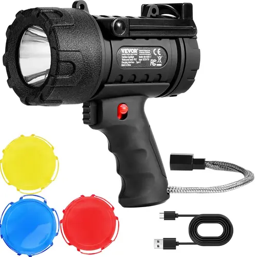 VEVOR Rechargeable LED Spotlight Flashlight - 1000 LM High Lumen Tactical Light, Portable EDC Lighting for Home Improvement, Father's Day Gift, Tactical Accessories, LED Portable Torches, Rechargeable Battery Torches,toolupgrade