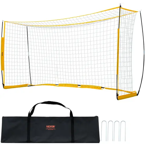 VEVOR Portable Soccer Goal,  12x6 ft Adults Kids Backyard Soccer Net, Large Practice Soccer Net, Steel Fiberglass Structure Training Goal Set, All-Weather Outdoor Soccer Goals with Carry Bag, Yellow