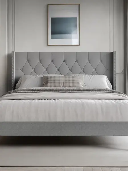 Favorer Cicero Tufted Upholstered Wingback Panel Bed Frame, King Size Furniture with 4 Sturdy Legs, Comfortable Stylish Design, Box Spring Required, for Bedroom Decor (Compatible with Queen Bed Frame), Bed Frame With Headboard, Upholstered Bedframe
