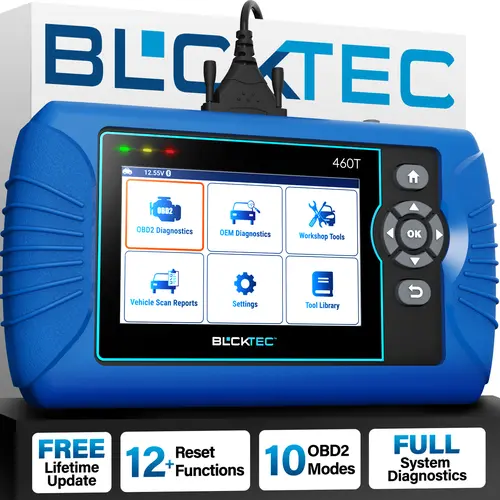 BLCKTEC 460T OBD2 Scanner with 12 Reset Services, scan Engine/ABS/SRS/Transmission, Oil/TPMS/EPB/SAS/DPF Reset, ABS Bleeding, Auto VIN, Free updates, Automotive, Diagnostic Tool