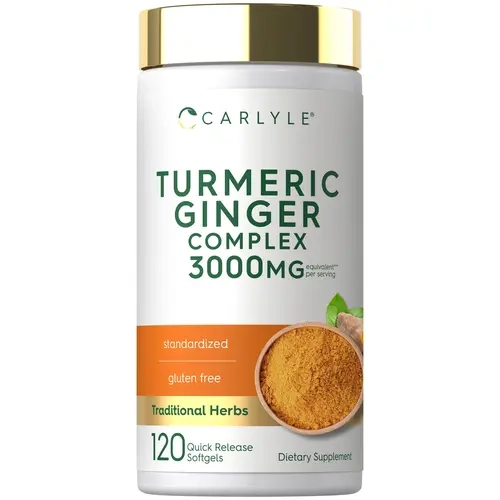 Carlyle Turmeric and Ginger Supplement 3000 mg | 120 Softgel Capsules | Turmeric Curcumin Complex | With Black Pepper Extract | Non-GMO, Gluten Free